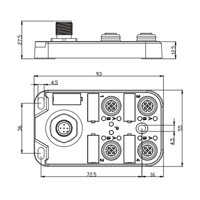 LKHA-0800P-M12 ELCO IO-LINK SENSOR HUB, CLASS-A, M12 A-CODE 4PIN IO-LINK CONN., 4XM12 A-CODE 5PIN, 8 DI, PNP, IP67